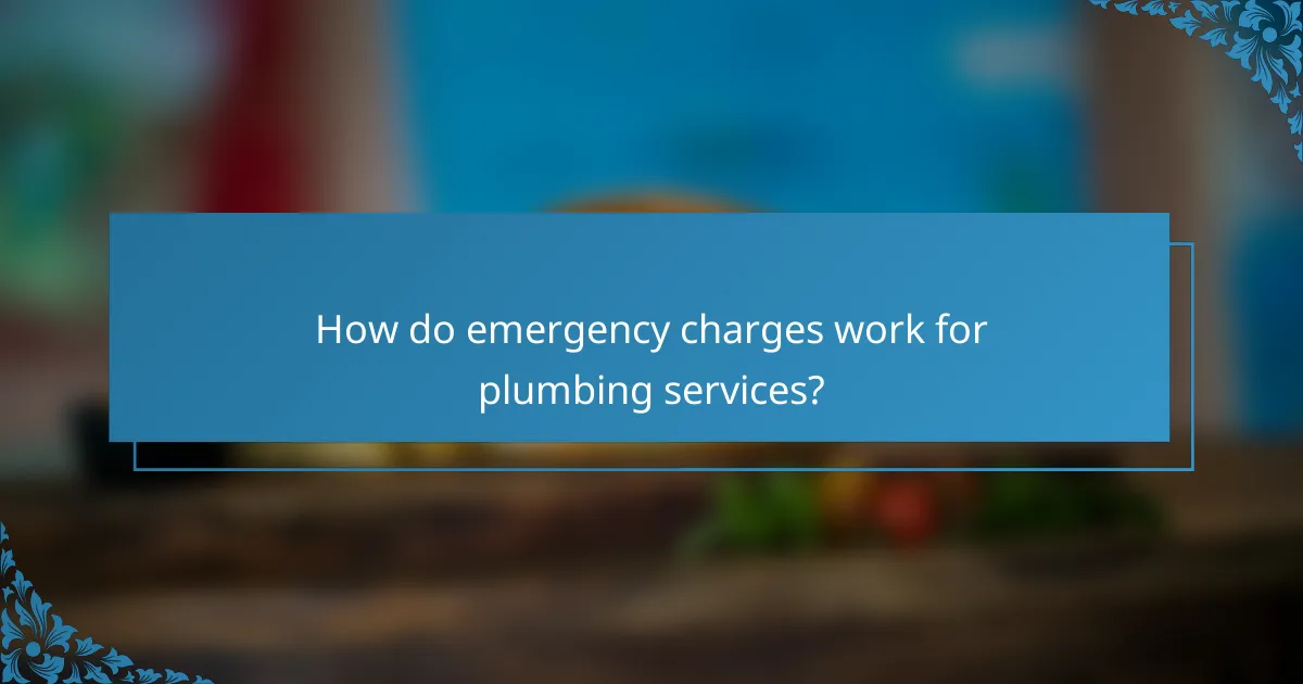 How do emergency charges work for plumbing services?