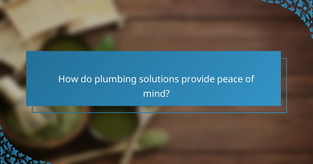 How do plumbing solutions provide peace of mind?