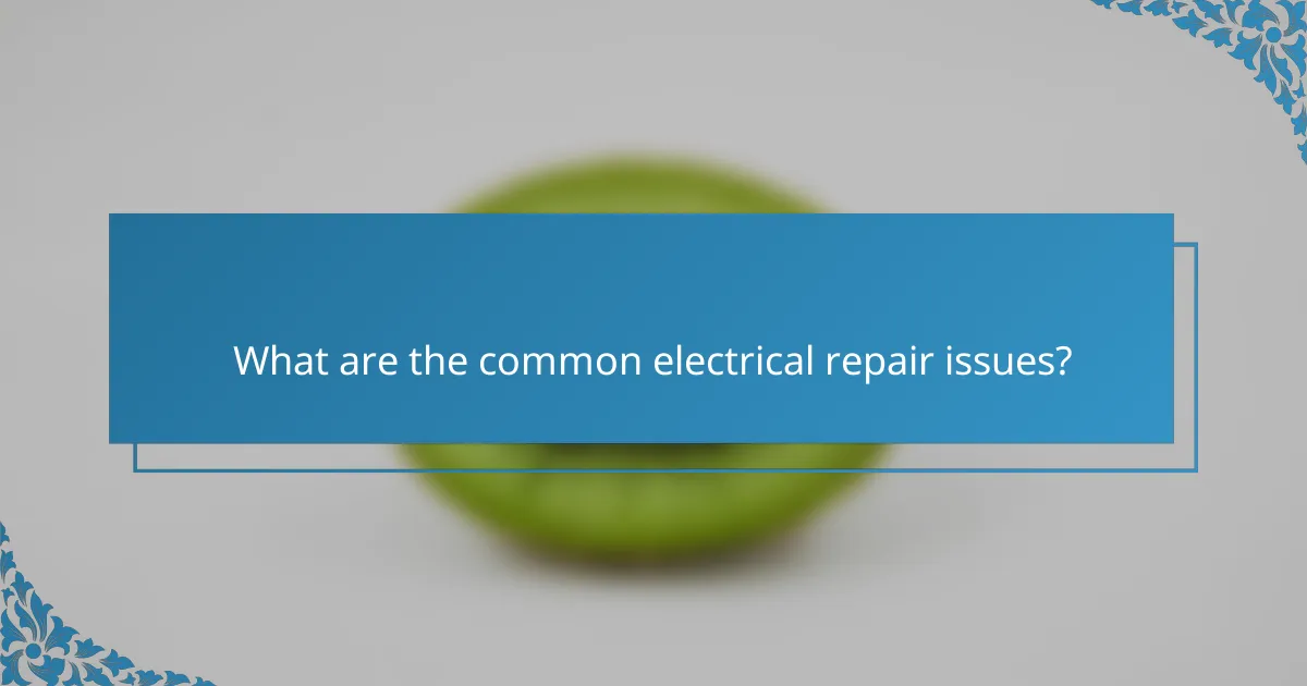 What are the common electrical repair issues?