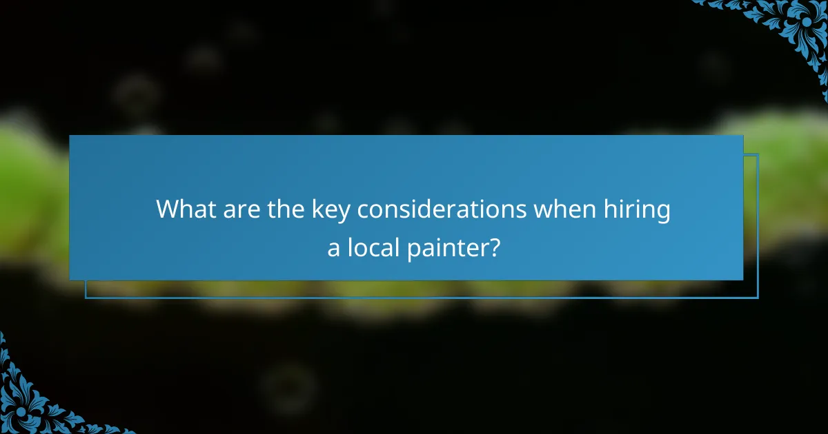 What are the key considerations when hiring a local painter?