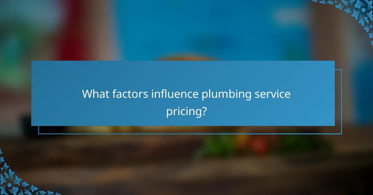 What factors influence plumbing service pricing?