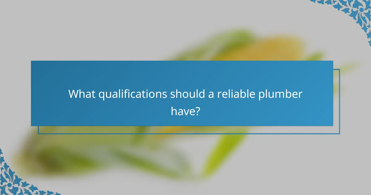 What qualifications should a reliable plumber have?